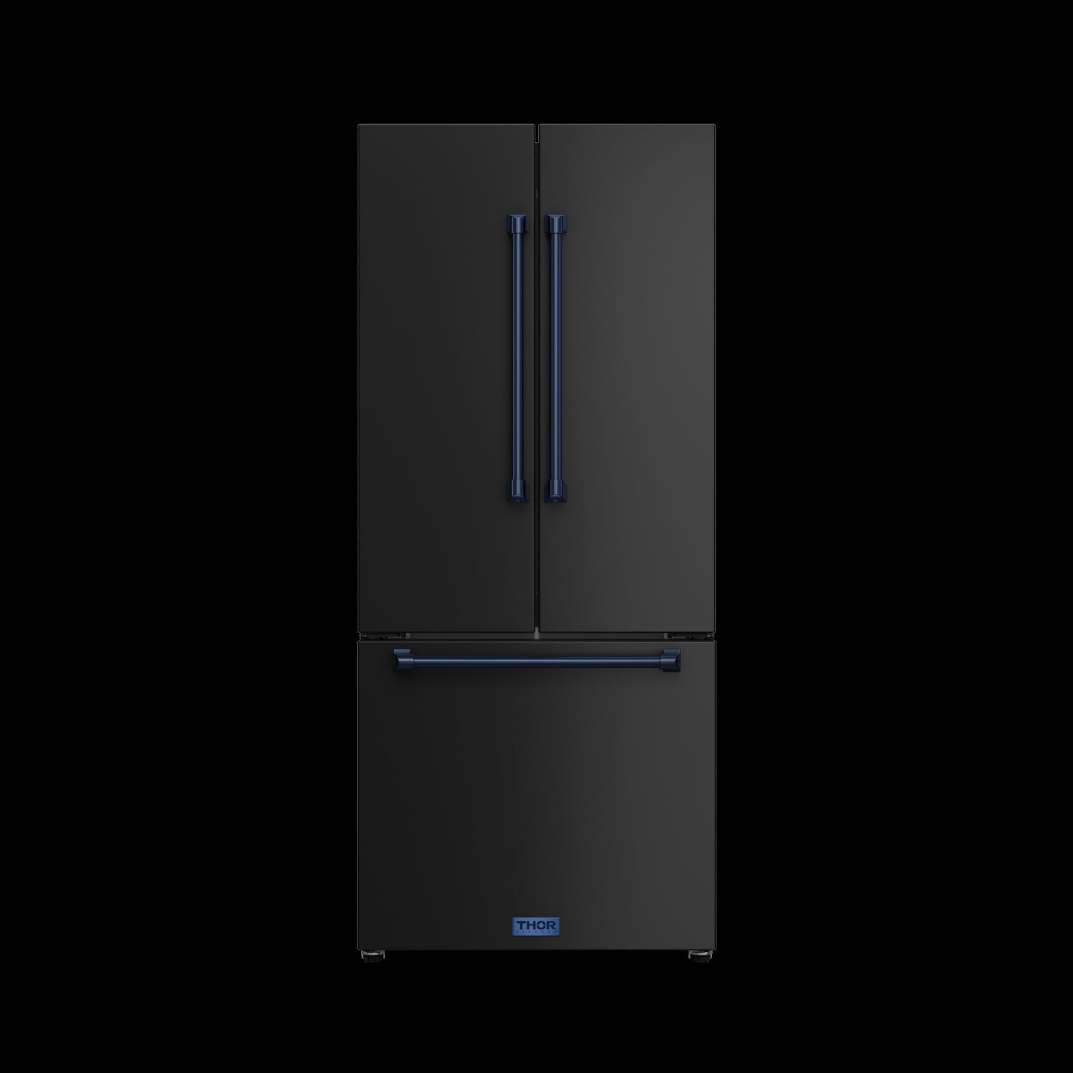 Thor Kitchen - Gordon Ramsay Collection 30" 17.5 Cu. Ft. Matte Black Counter-Depth French Door Refrigerator with Ice Maker - RF3017FFD00-BLU