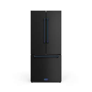 Thor Kitchen - Gordon Ramsay Collection 30" 17.5 Cu. Ft. Matte Black Counter-Depth French Door Refrigerator with Ice Maker - RF3017FFD00-BLU