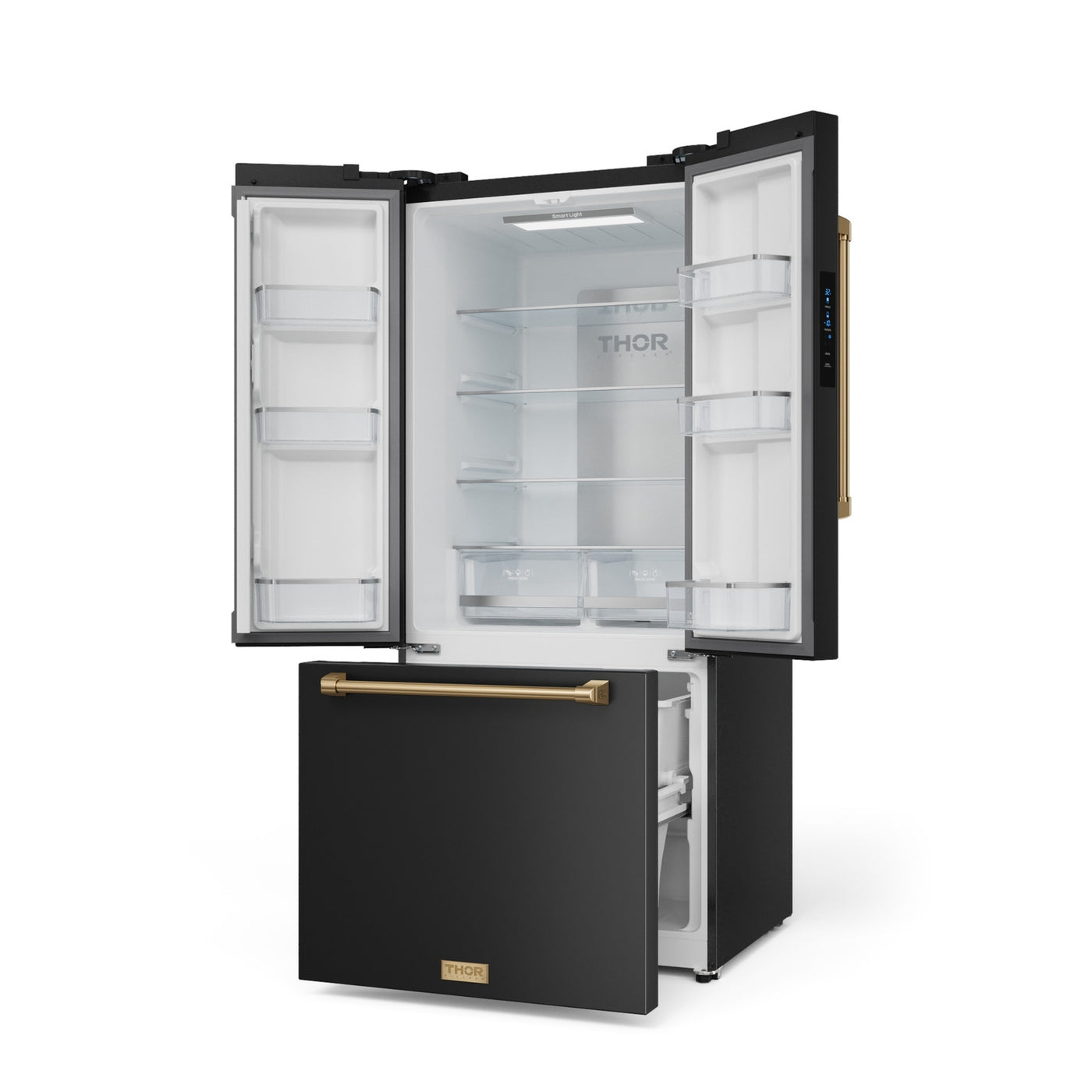 Thor Kitchen - Gordon Ramsay Collection 30" 17.5 Cu. Ft. Matte Black Counter-Depth French Door Refrigerator with Ice Maker - RF3017FFD00-BRZ