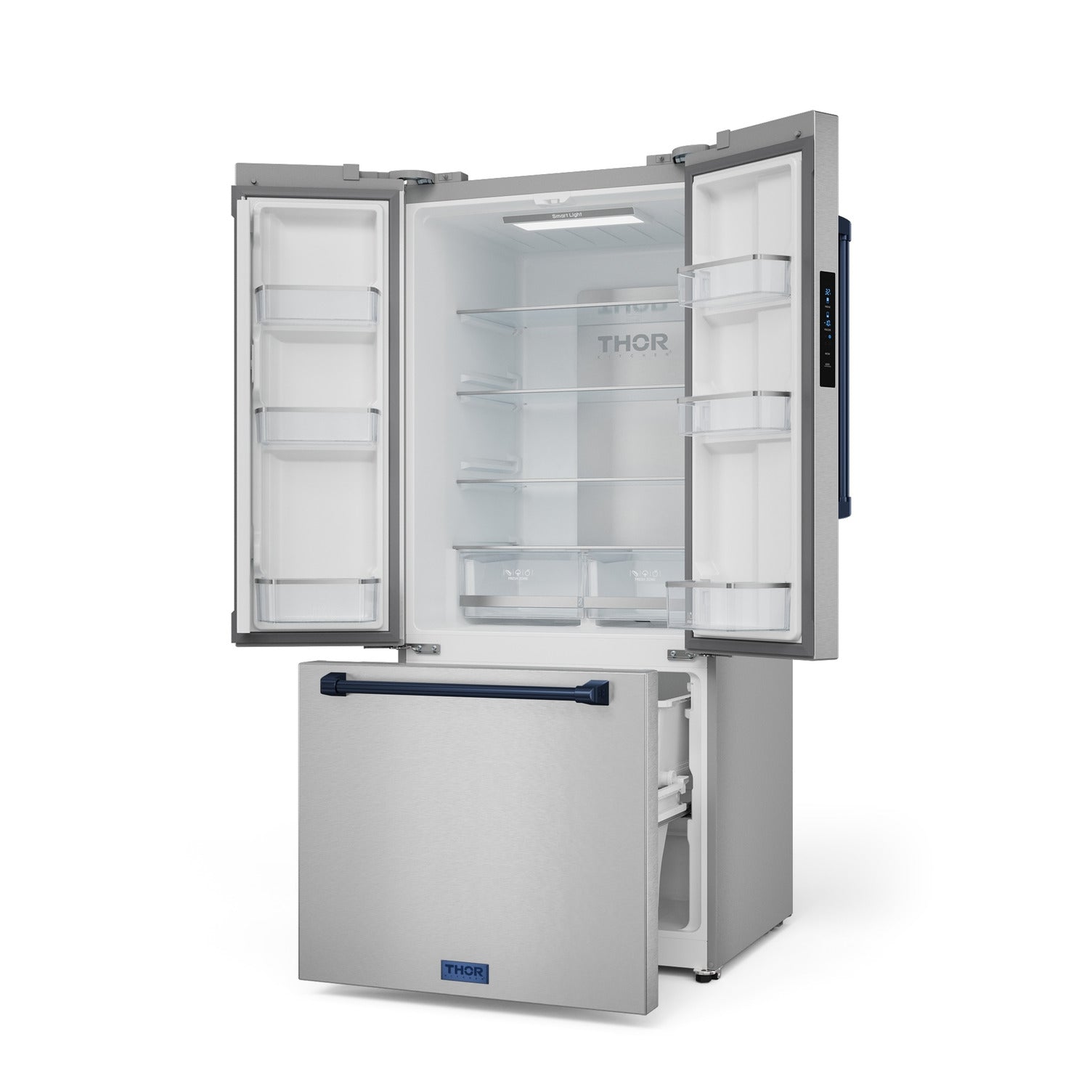 Thor Kitchen - Gordon Ramsay Collection 30" 17.5 Cu. Ft. Stainless Steel Counter-Depth French Door Refrigerator with Ice Maker - RF3017FFD99-BLU