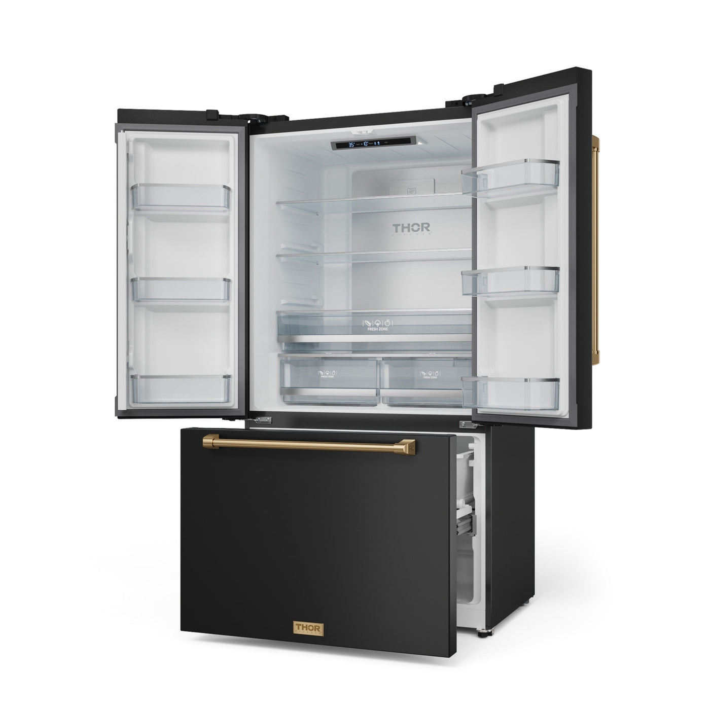 Thor Kitchen - Gordon Ramsay Collection 36" 20.3 Cu. Ft. Matte Black Counter-Depth French Door Refrigerator with Ice Maker - RF3621CTD00-BRZ