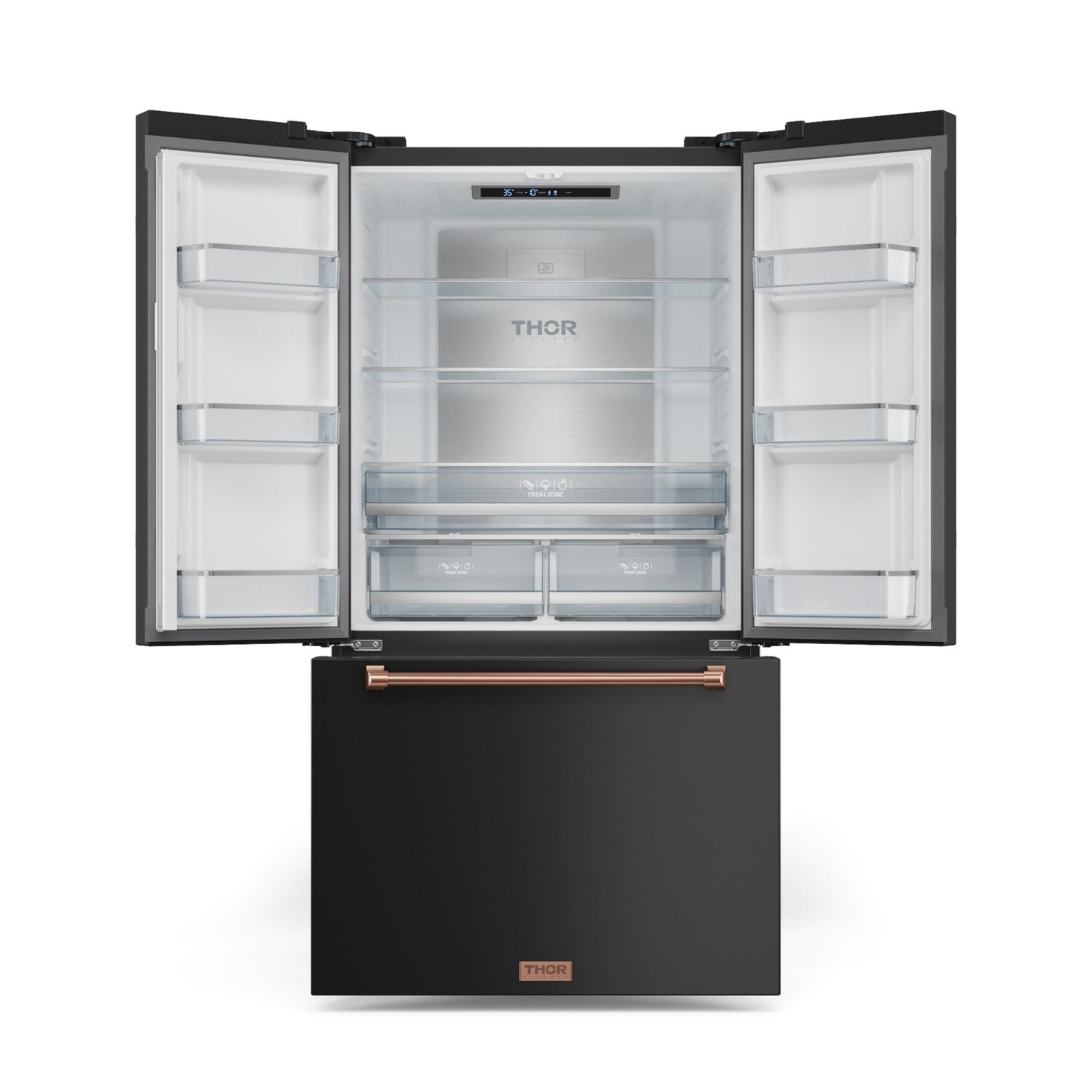 Thor Kitchen - Gordon Ramsay Collection 36" 20.3 Cu. Ft. Matte Black Counter-Depth French Door Refrigerator with Ice Maker - RF3621CTD00-RSG