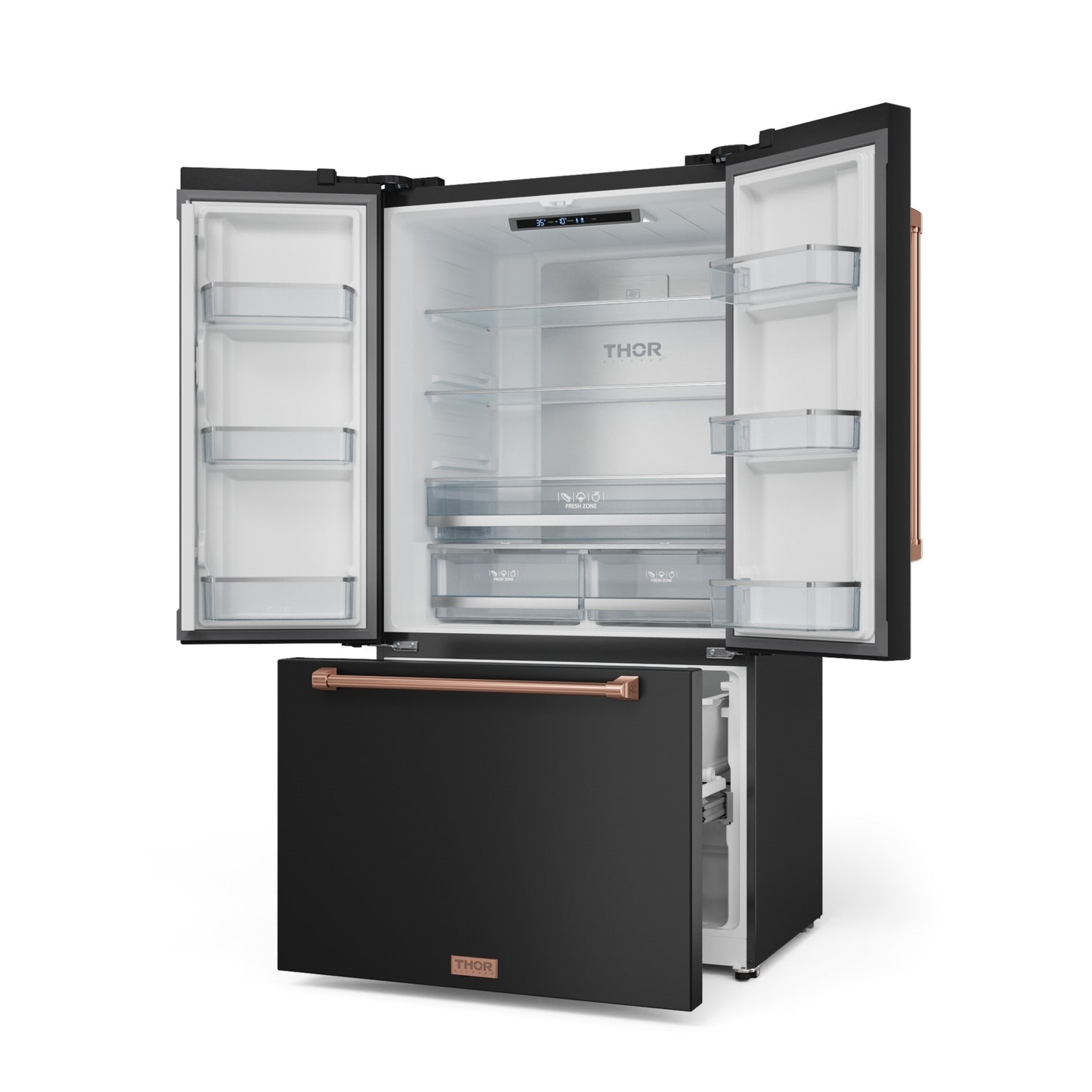 Thor Kitchen - Gordon Ramsay Collection 36" 20.3 Cu. Ft. Matte Black Counter-Depth French Door Refrigerator with Ice Maker - RF3621CTD00-RSG