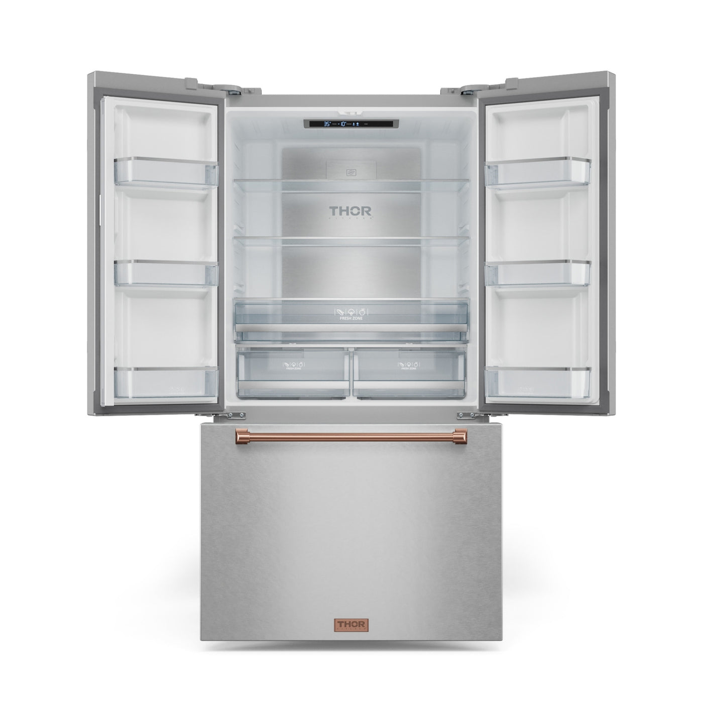 Thor Kitchen - Gordon Ramsay Collection 36" 20.3 Cu. Ft. Stainless Steel Counter-Depth French Door Refrigerator with Ice Maker - RF3621CTD99-RSG