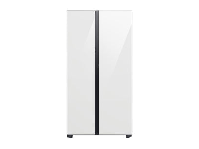 Samsung BESPOKE 36" 22.6 Cu. Ft. White Glass Side-by-Side Refrigerator with Beverage Center - RS23CB760012AA