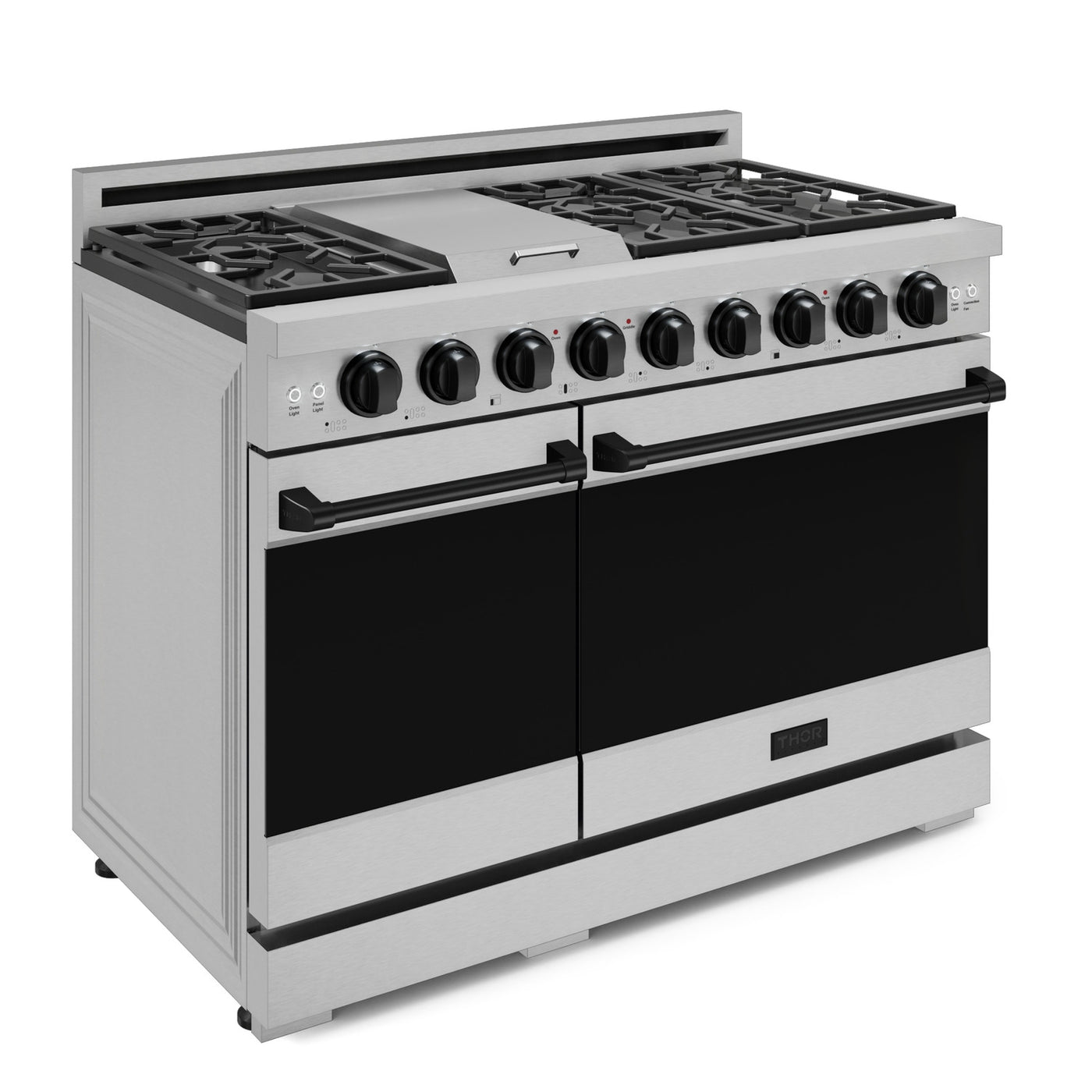 Thor Kitchen Stainless Steel Freestanding Professional Double Oven Gas Range|Gordon Ramsay Series (7 cu.ft.) - RSG48E-BLK