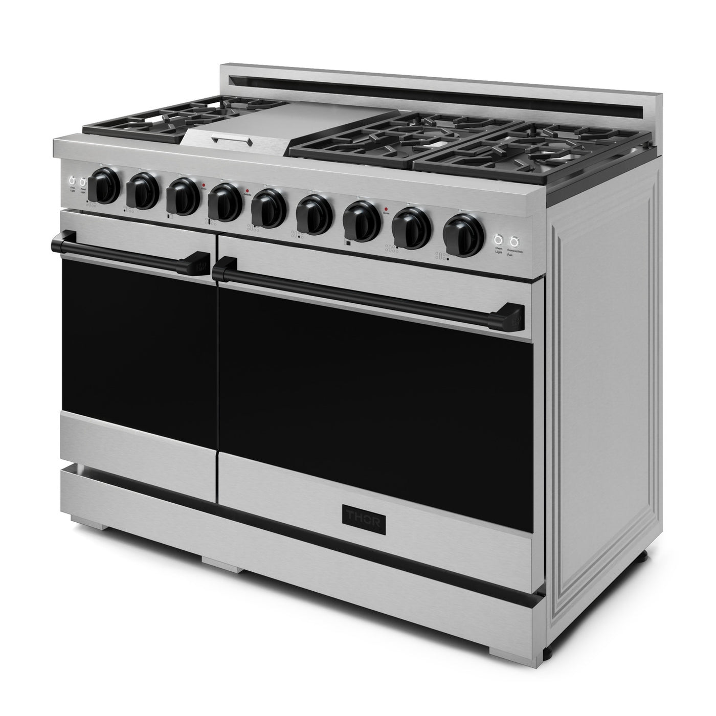 Thor Kitchen Stainless Steel Freestanding Professional Double Oven Gas Range|Gordon Ramsay Series (7 cu.ft.) - RSG48E-BLK