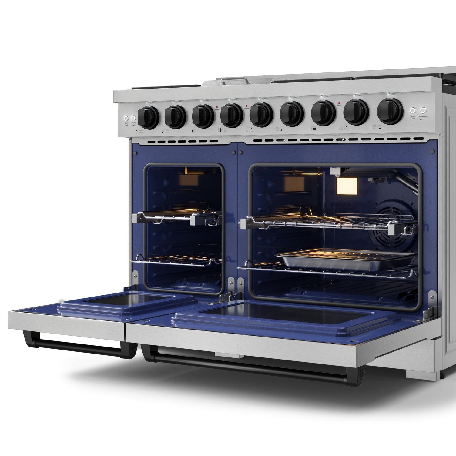 Thor Kitchen Stainless Steel Freestanding Professional Double Oven Gas Range|Gordon Ramsay Series (7 cu.ft.) - RSG48E-BLK