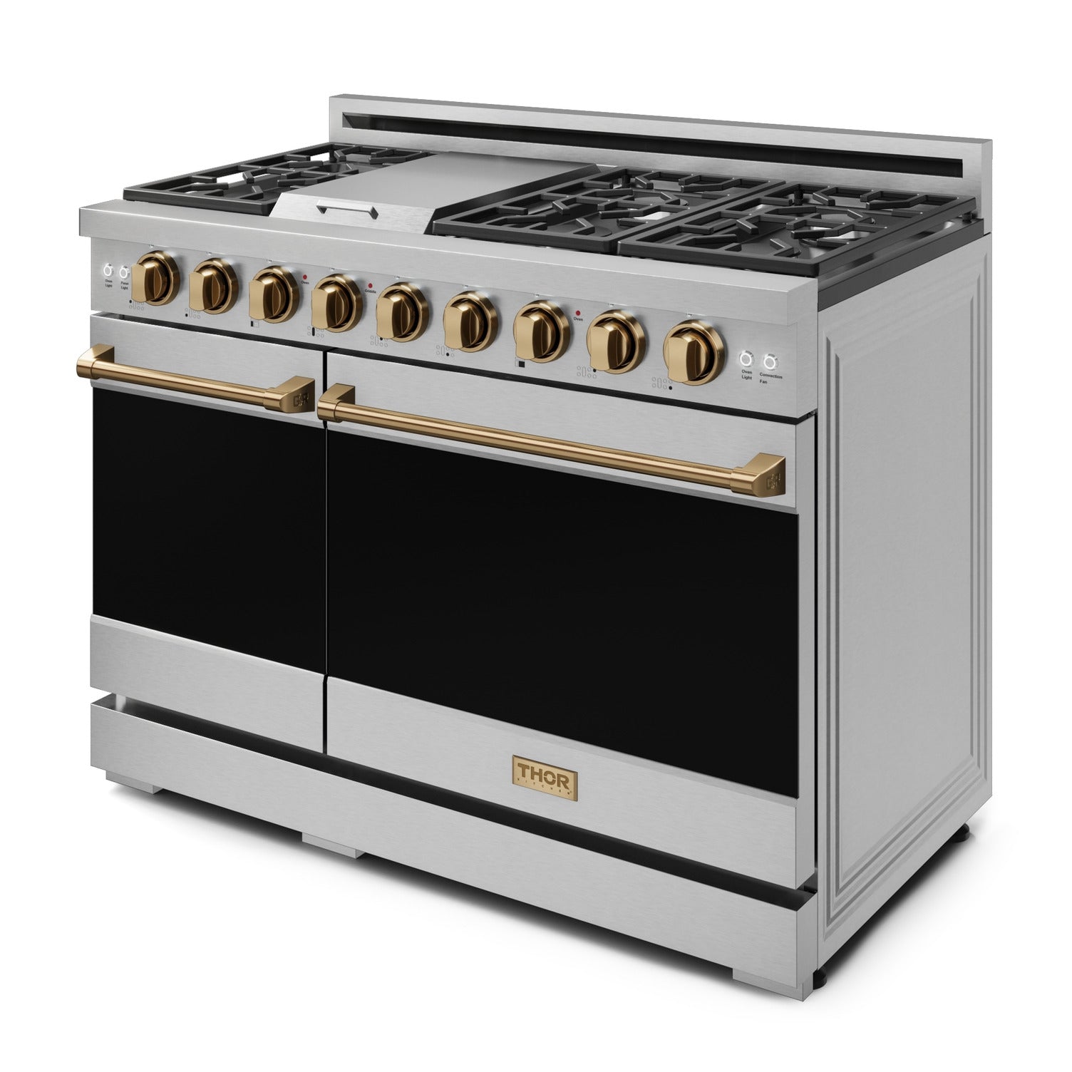 Thor Kitchen Stainless Steel Freestanding Professional Double Oven Gas Range|Gordon Ramsay Series (7 cu.ft.) - RSG48E-BRZ