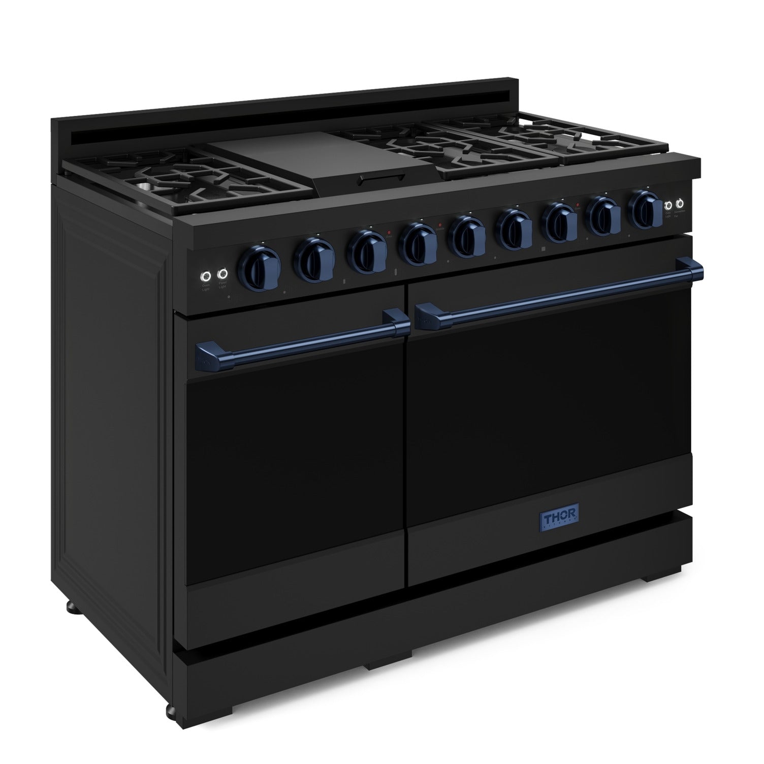Thor Kitchen Black Stainless Steel Freestanding Professional Double Oven Gas Range|Gordon Ramsay Series (7 cu.ft.) - RSG48EB-BLU