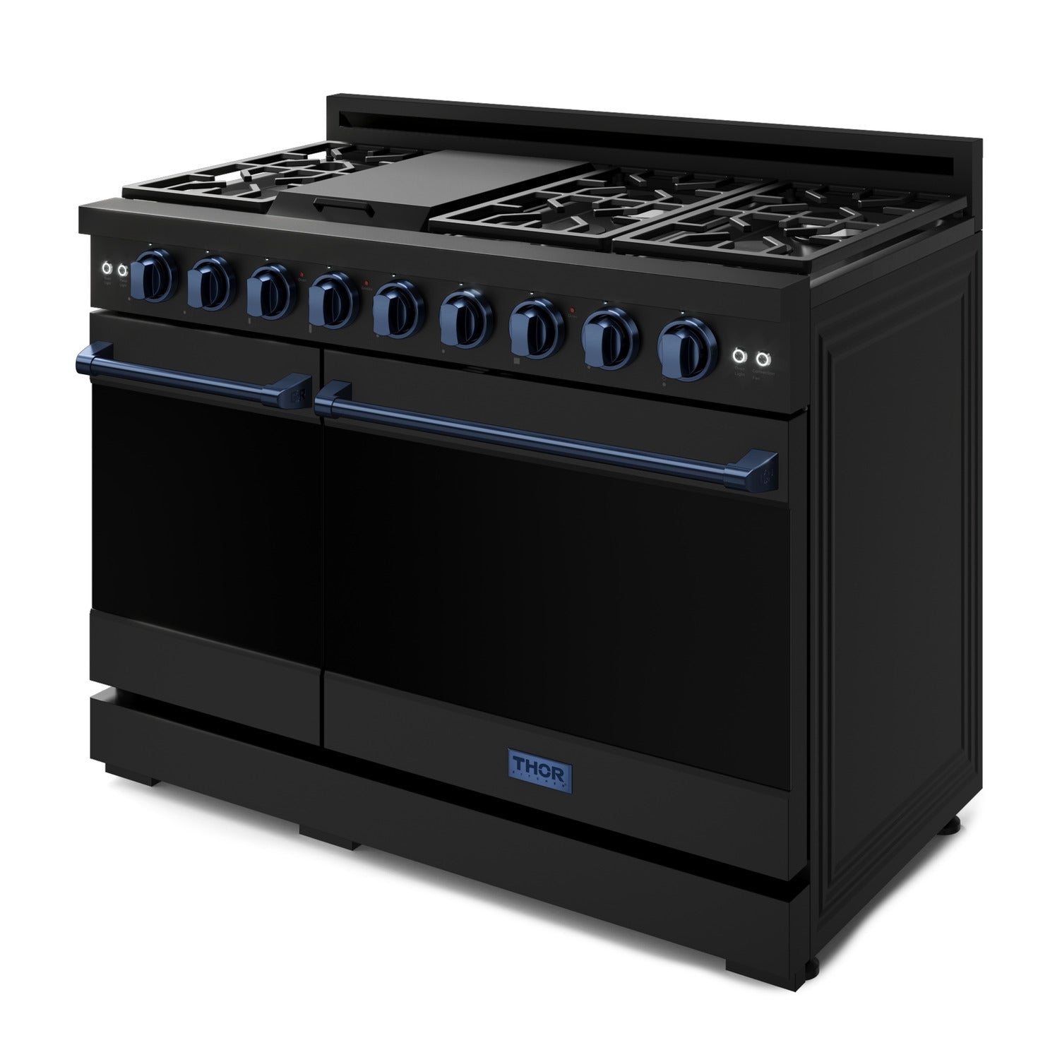 Thor Kitchen Black Stainless Steel Freestanding Professional Double Oven Gas Range|Gordon Ramsay Series (7 cu.ft.) - RSG48EB-BLU