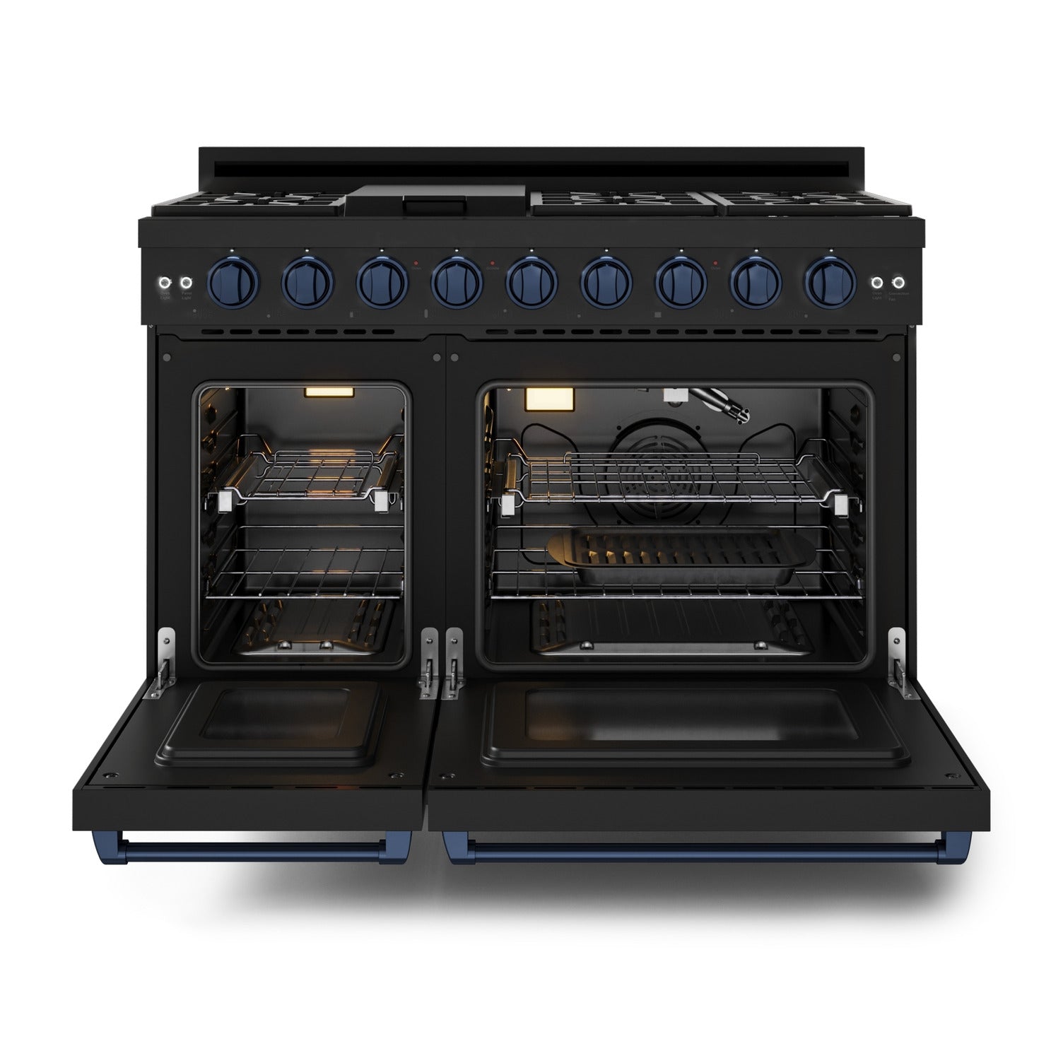 Thor Kitchen Black Stainless Steel Freestanding Professional Double Oven Gas Range|Gordon Ramsay Series (7 cu.ft.) - RSG48EB-BLU