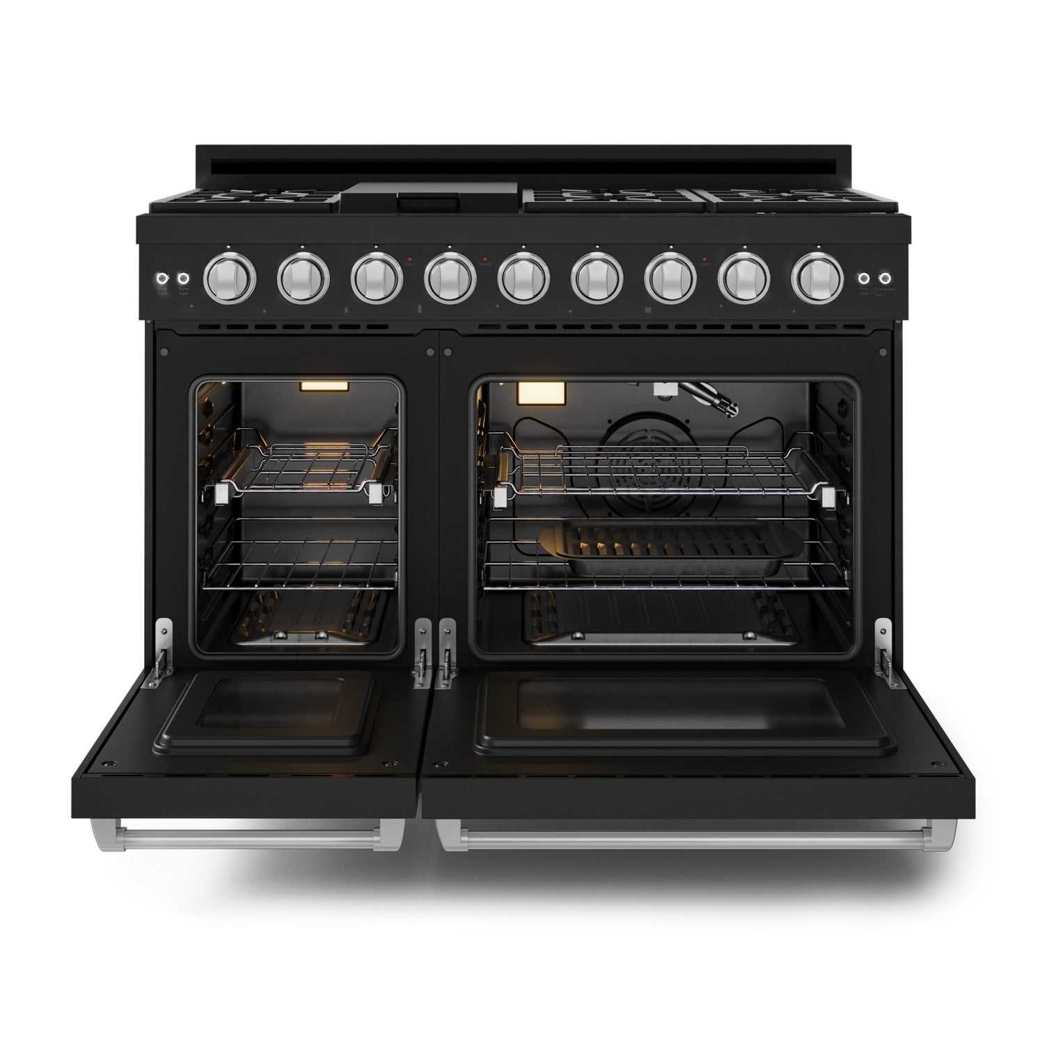 Thor Kitchen Black Stainless Steel Freestanding Professional Double Oven Gas Range|Gordon Ramsay Series ( 7 cu.ft.) - RSG48EB-SS