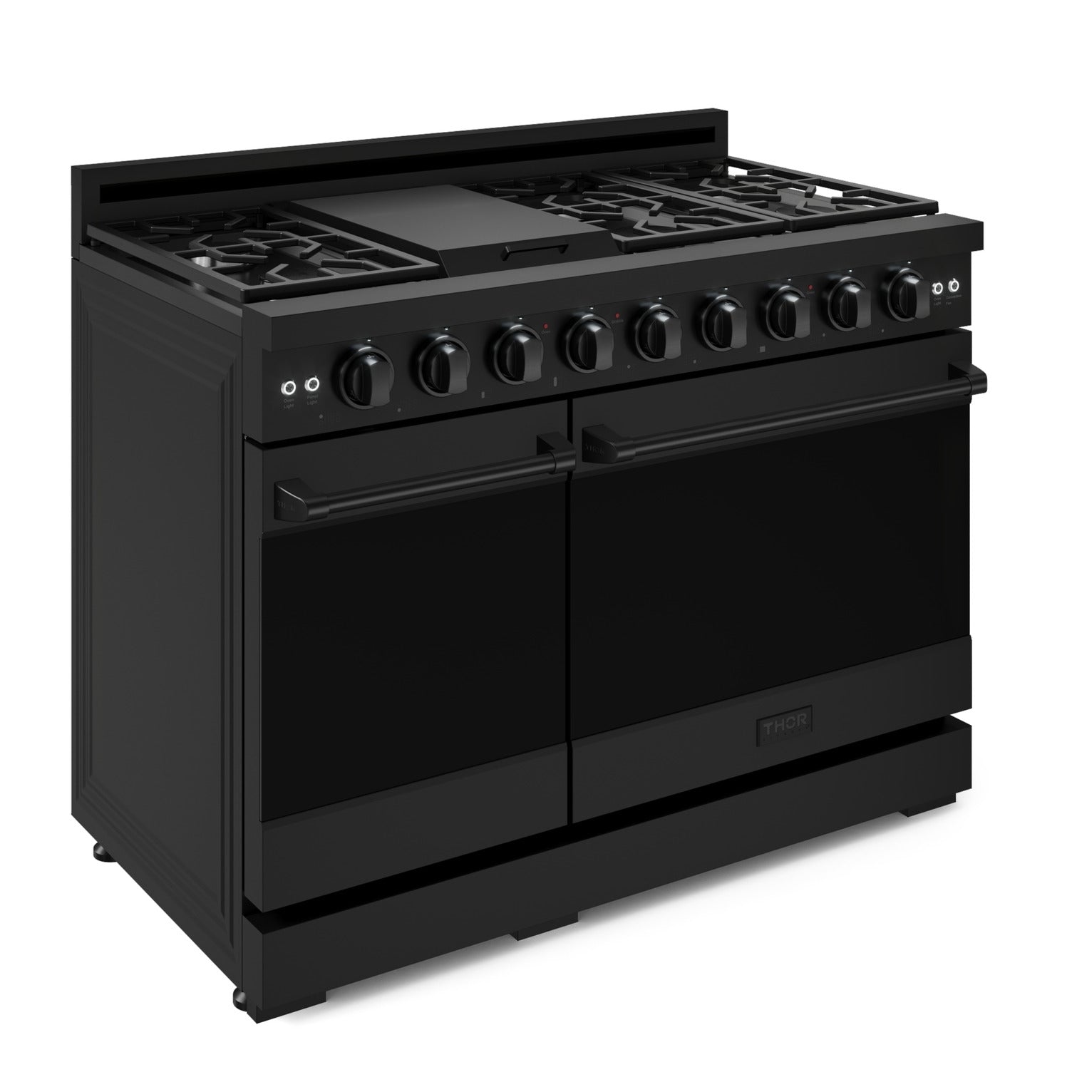 Thor Kitchen Black Stainless Steel Freestanding Professional Double Oven Gas Range|Gordon Ramsay Series (7 cu.ft.) - RSG48EB