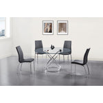 Axis 5-Piece Round Dining Room Set - Glass and Chrome
