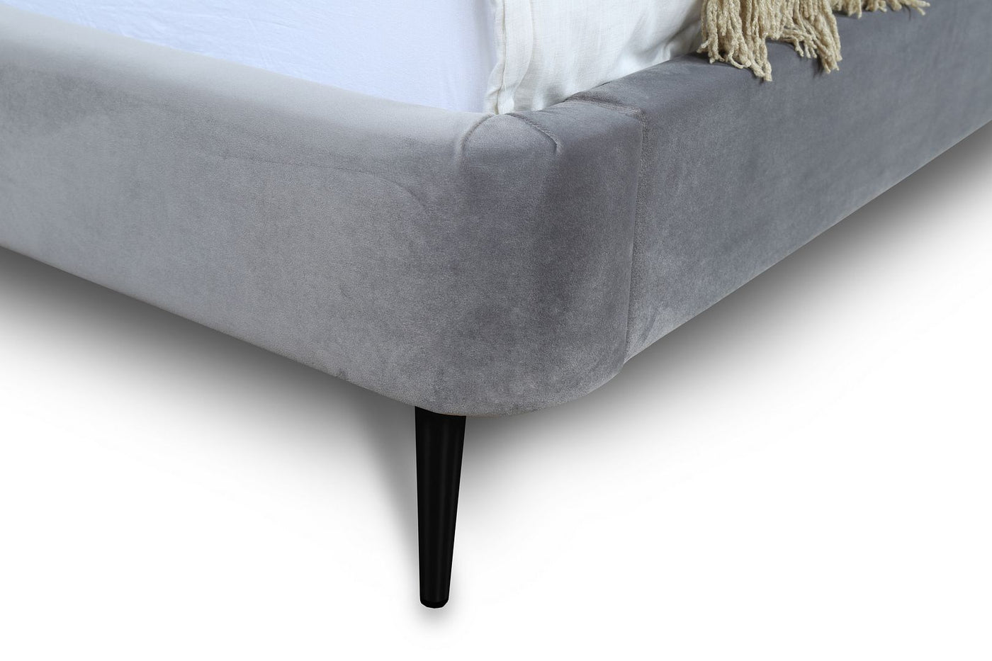 Stege Queen Bed - Grey/Black Legs