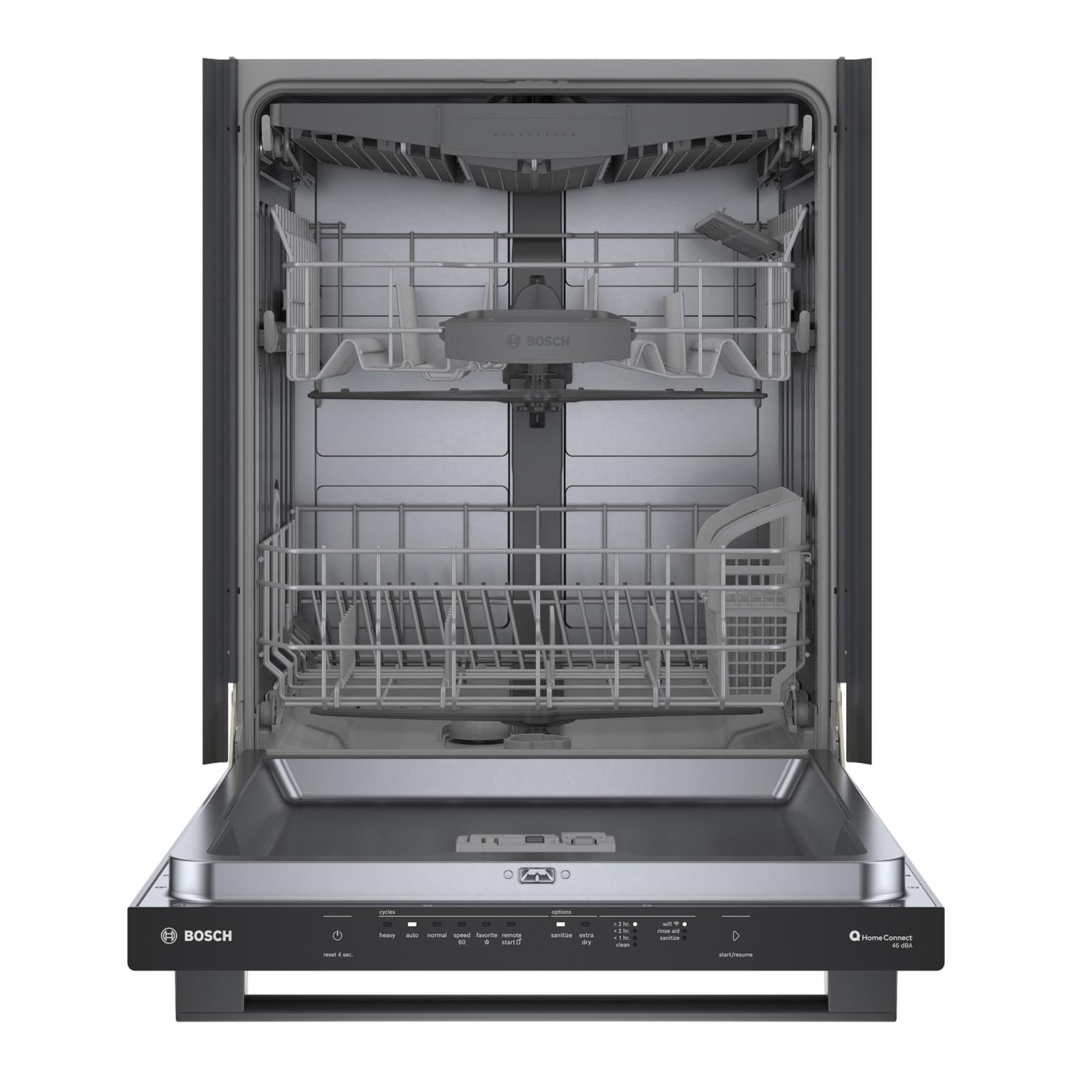 Bosch Black Stainless Steel Anti Fingerprint 24" Smart Dishwasher with Home Connect, Third Rack - SHX5AEM4N