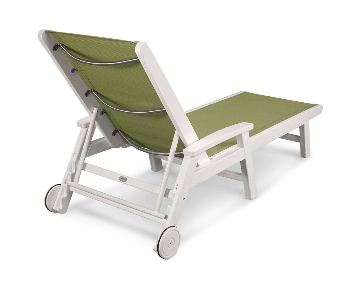 POLYWOOD® Coastal Wheel Chaise - White/Kiwi