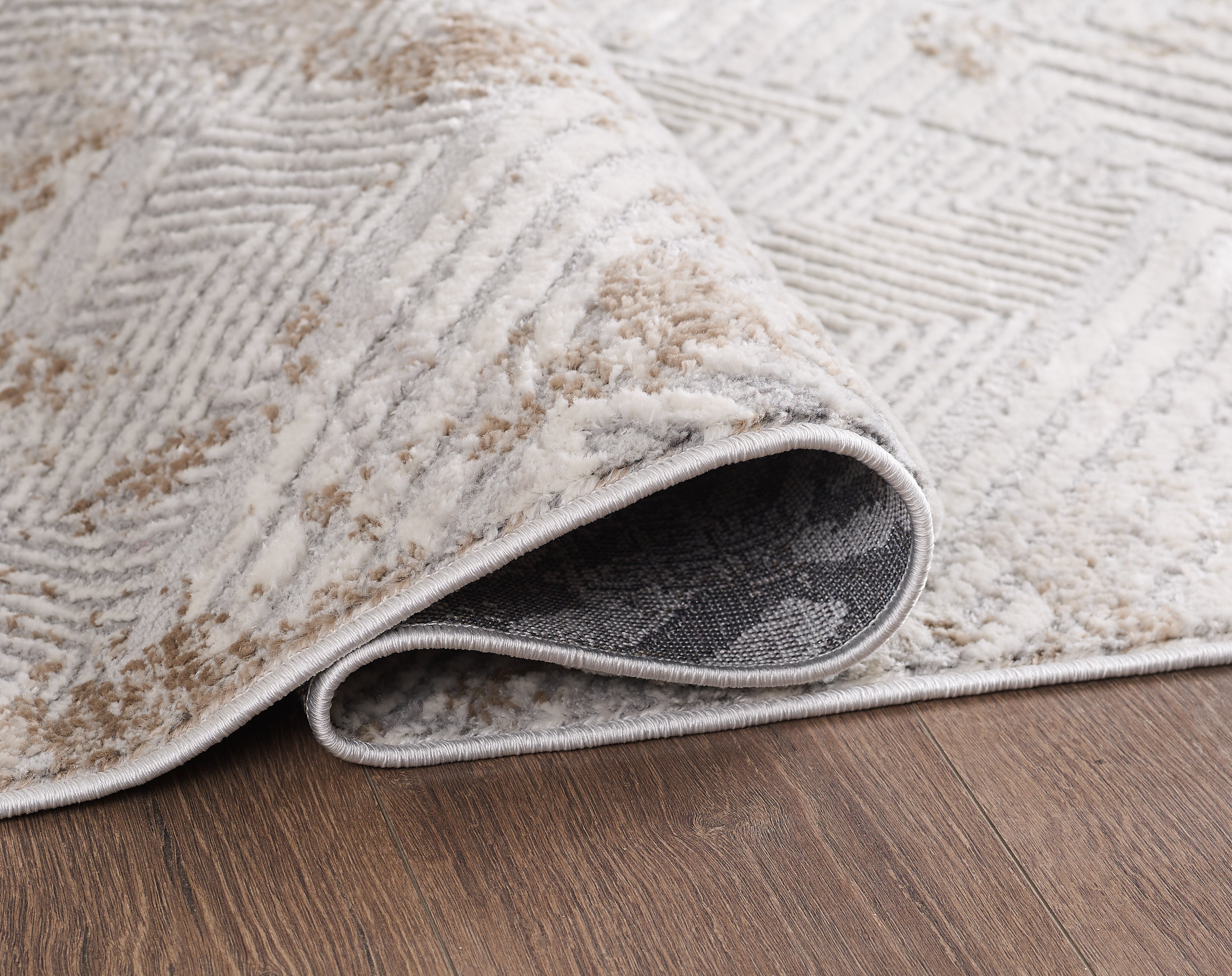 Merinos Symphony 7'8" x 10'8" Area Rug with Underpad - Light Grey, Beige