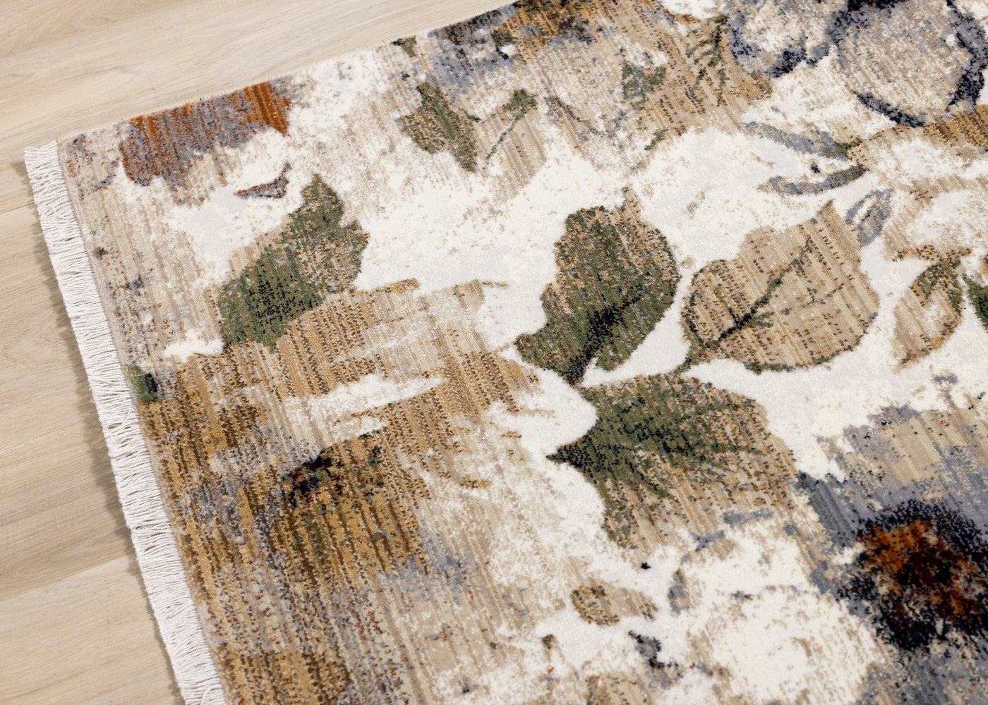 Rustic Garden 5'3" x 7'7" Warm Toned Floral Print Area Rug - Cream