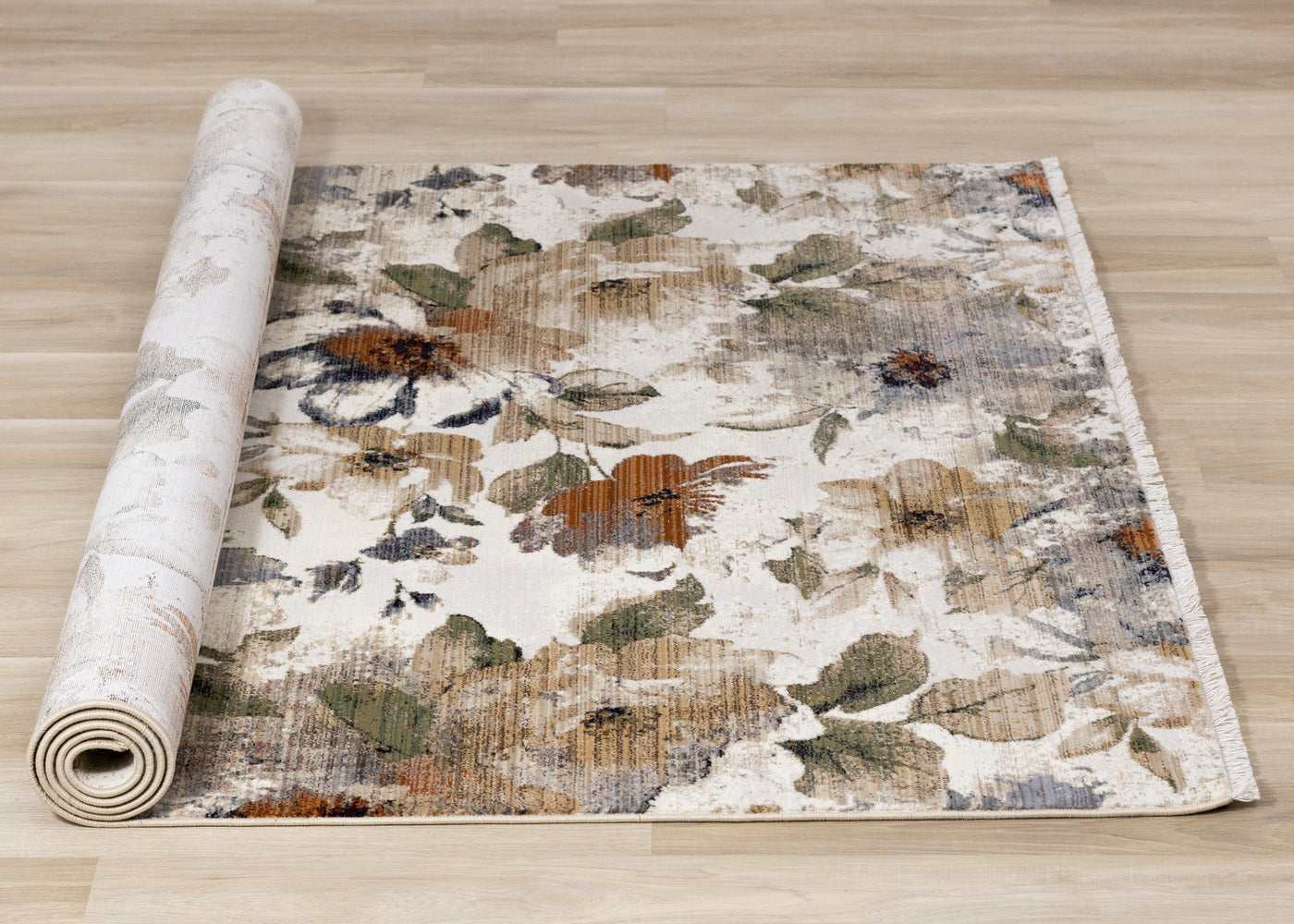Rustic Garden 7'10" x 10'2" Warm Toned Floral Print Area Rug - Cream