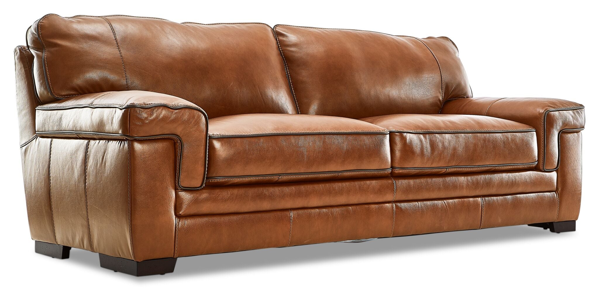 Stampede Leather Sofa, Loveseat and Chair Set - Chestnut