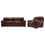 Stampede Leather Sofa and Chair Set - Hazelnut