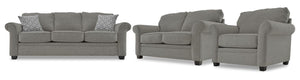 Duffield Sofa, Loveaset and Chair Set - Sutton Charcoal