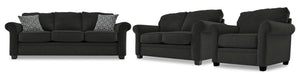 Duffield Sofa, Loveseat and Chair Set - Sutton Midnight
