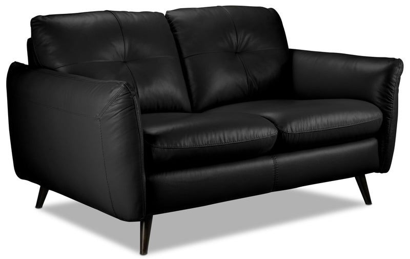 Carlino Leather Loveseat Black Leon's