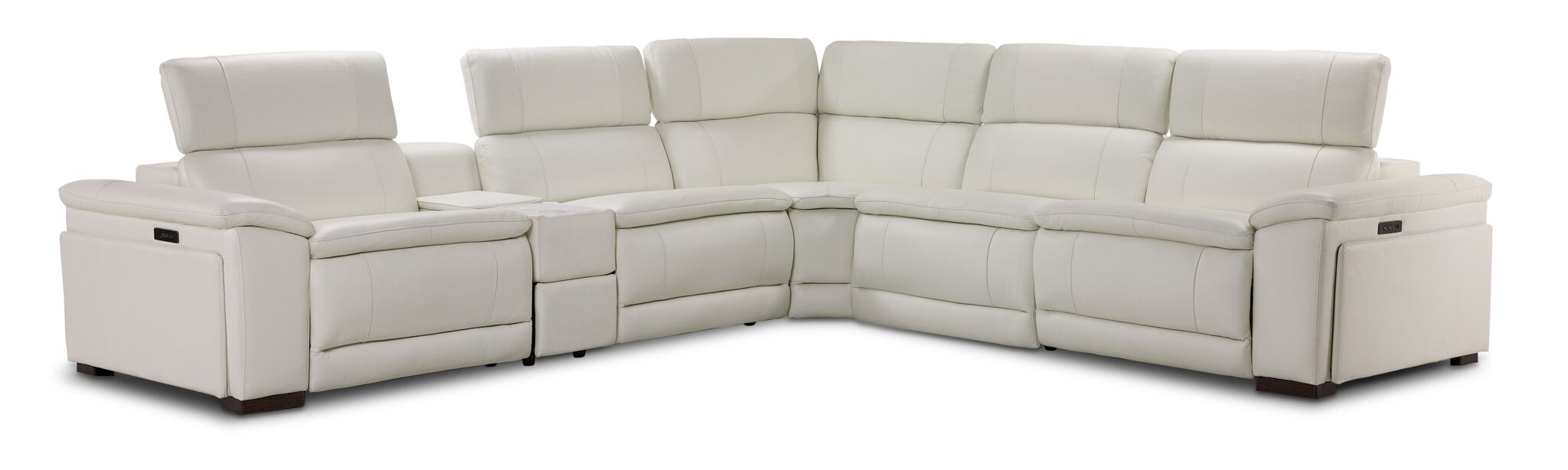 Ajax Leather 6-Piece Dual Power Reclining Sectional - White