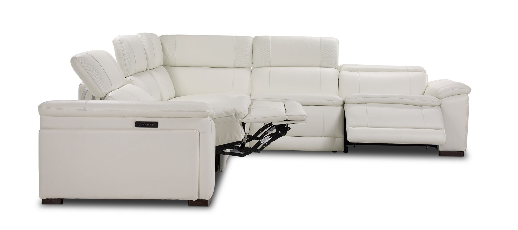 Ajax Leather 6-Piece Dual Power Reclining Sectional - White