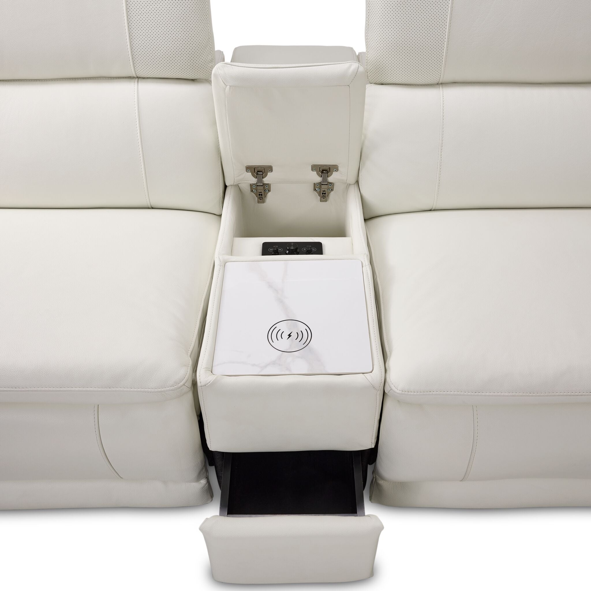 Ajax Leather 6-Piece Dual Power Reclining Sectional - White