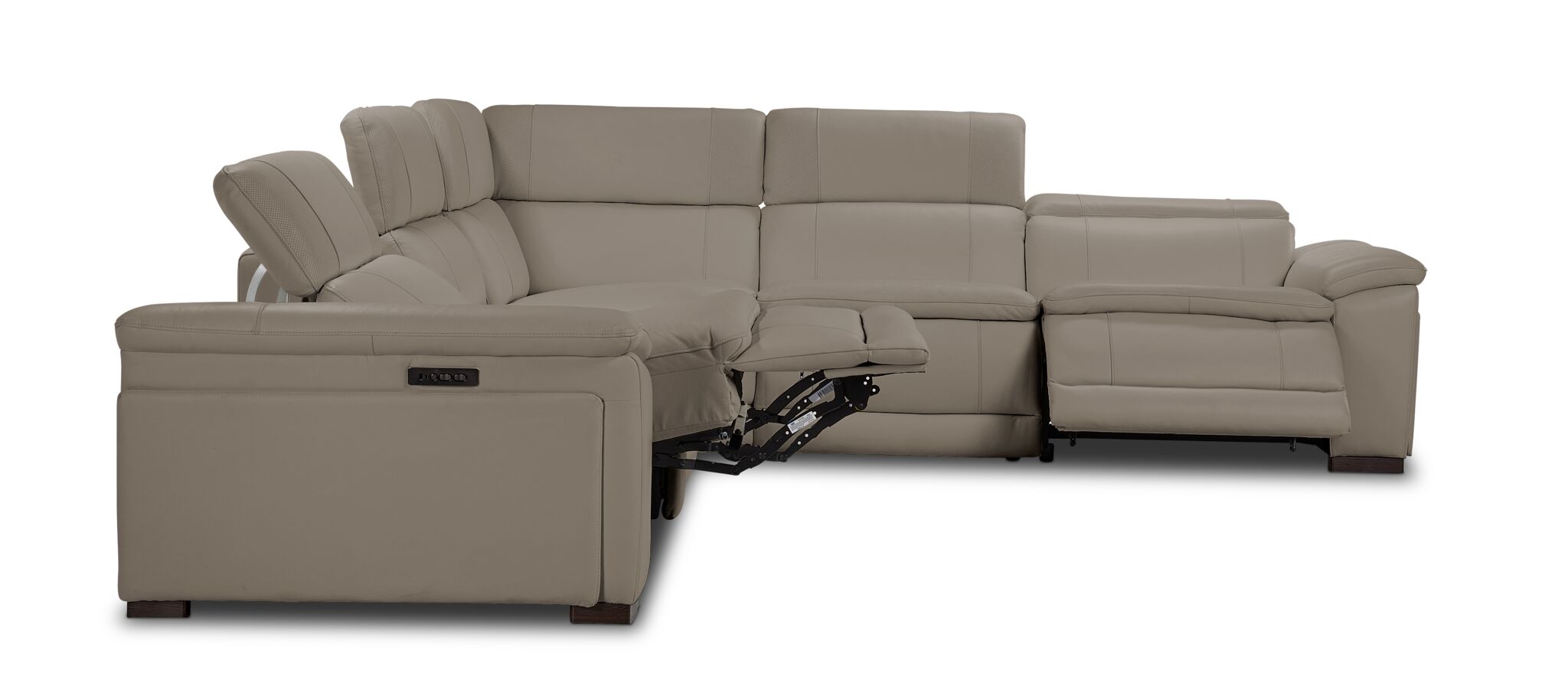 Ajax Leather 6-Piece Dual Power Reclining Sectional - Stone