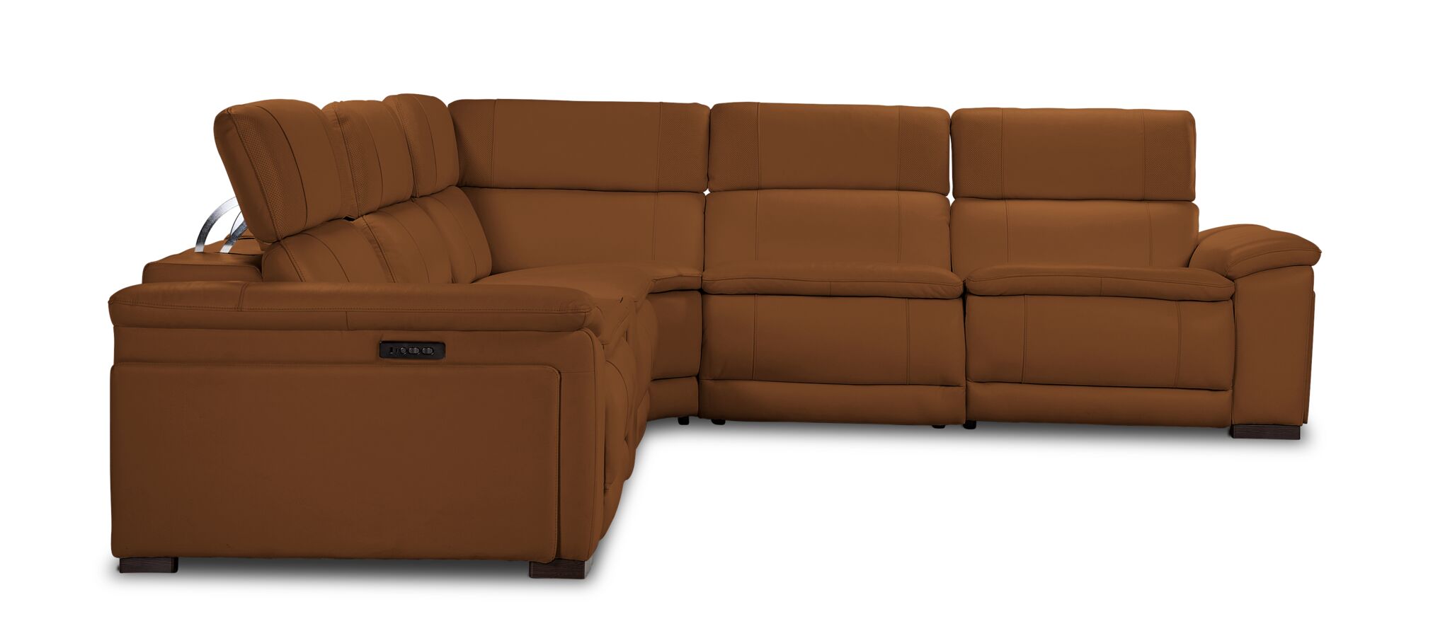 Ajax Leather 6-Piece Dual Power Reclining Sectional - Camel