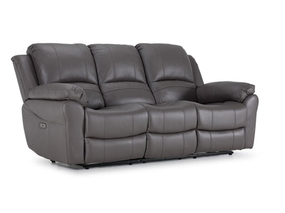 Alba Leather Power Reclining Sofa - Grey
