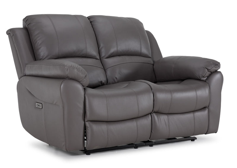Alba Leather Dual Power Reclining Loveseat Grey Leon's