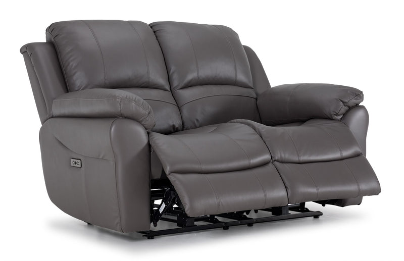 Alba Leather Dual Power Reclining Loveseat Grey Leon's