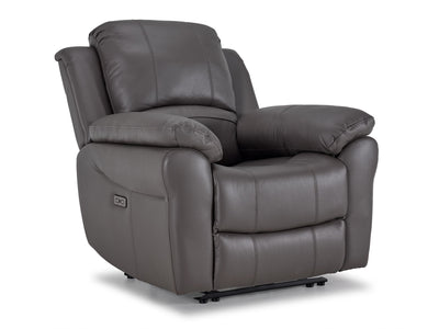 Alba Leather Power Recliner - Grey