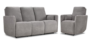 Alexis Power Reclining Sofa and Recliner Set - Grey