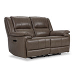 Allie Leather Dual Power Reclining Loveseat - Mocha