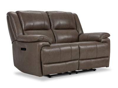 Allie Leather Dual Power Reclining Loveseat - Mocha