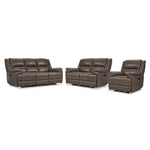 Allie Leather Dual Power Reclining Sofa, Loveseat and Recliner Set - Mocha