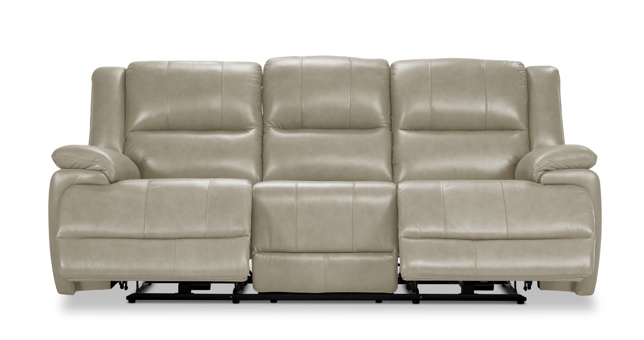 Allie Leather Dual Power Reclining Sofa - Fog