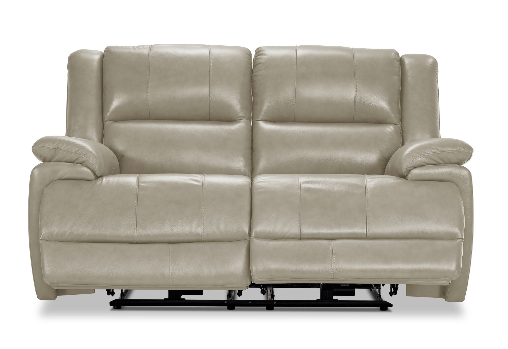 Allie Leather Dual Power Reclining Loveseat - Fog