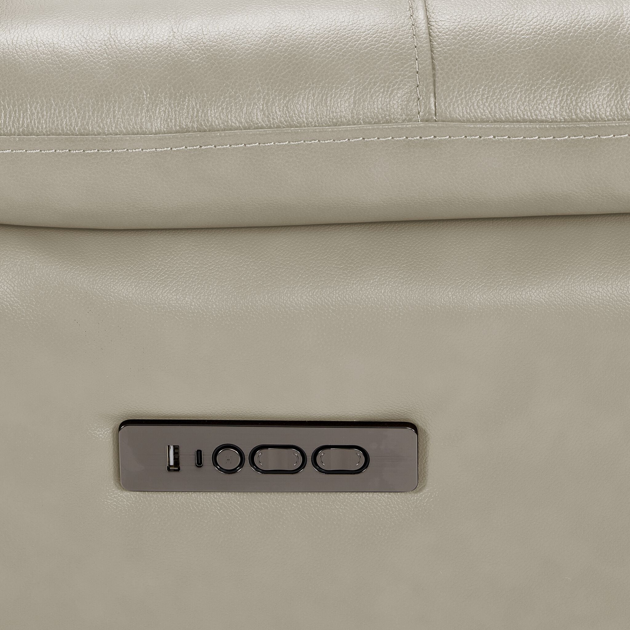 Allie Leather Dual Power Reclining Sofa - Fog