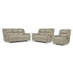Allie Leather Dual Power Reclining Sofa, Loveseat and Recliner Set - Fog