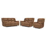 Allie Leather Dual Power Reclining Sofa, Loveseat and Recliner Set -Canyon