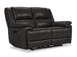 Allie Leather Dual Power Reclining Loveseat - Granite