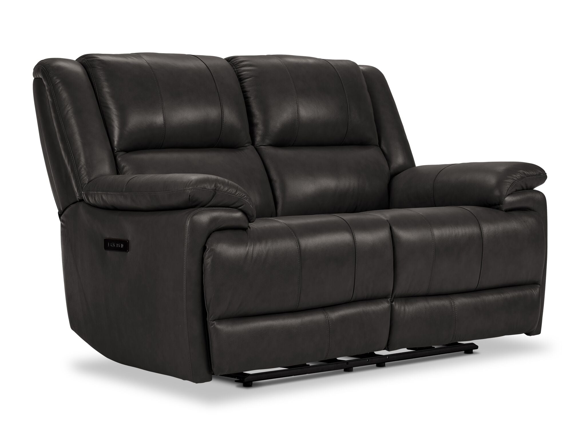 Allie Leather Dual Power Reclining Sofa and Loveseat Set - Granite